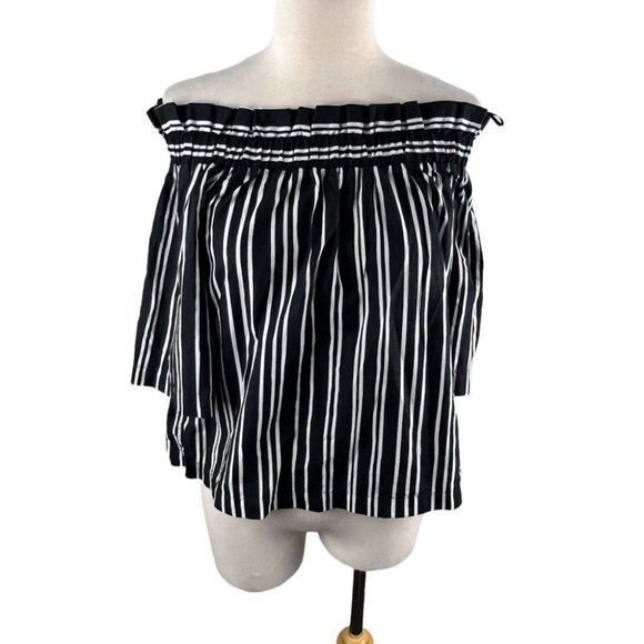 H&M Black White‎ Striped Off Shoulder Blouse (4) - Picture 8 of 8